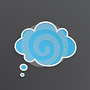 Blue speech bubble for thoughts at cloud shape