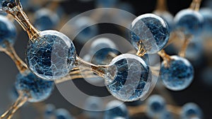 blue spheres connected molecular structure
