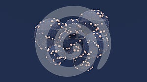 Blue spheres with pink bubbles. Abstract illustration, 3d render