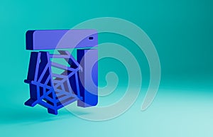 Blue Spider web icon isolated on blue background. Cobweb sign. Happy Halloween party. Minimalism concept. 3D render