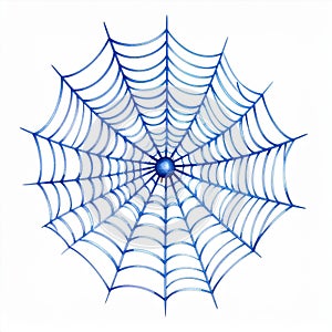 Blue Spiderweb Illustration on White Background