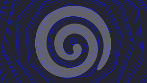 Blue spin nonagon star simple flat geometric on dark grey black background loop. Starry nonangular radio waves endless creative