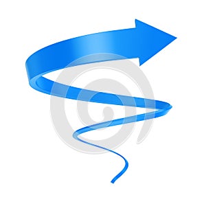 Blue Spiral Arrow Twist Up to Success. 3d Rendering