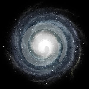 Blue spiral galaxy against black space