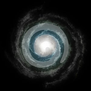 Blue spiral galaxy against black space