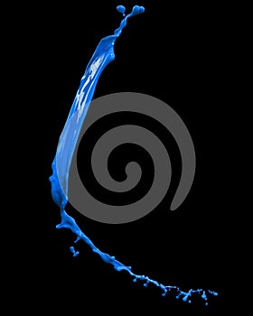 Blue splash isolated on black background