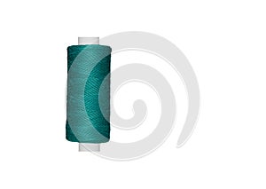 blue spool of sewing thread isolated on white background