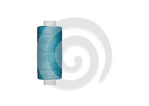 blue spool of sewing thread isolated on white background