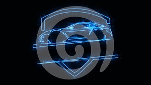 Blue sport car animated logo loop graphic element