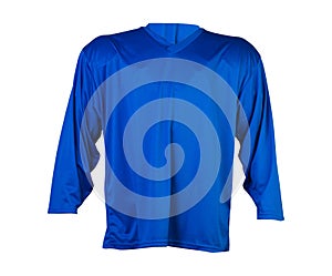 Blue sport hockey t-shirt with long sleeves isolated on white background