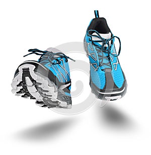 Blue sport shoes running isolated on white