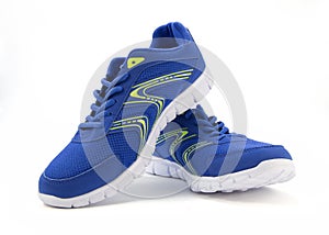 Blue sport shoes on a white background(no name,no brande,made in