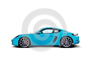 Blue sportcar on white background. 2 seater. photo