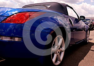 Blue Sportscar From the Rear