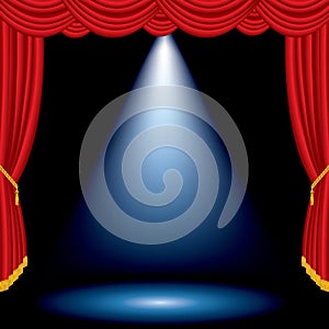 Blue spot on red stage