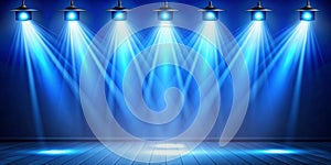 Blue spotlight background with lamps