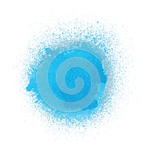 Blue spray paint on white background