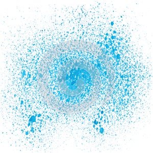 Blue spray paint on white background