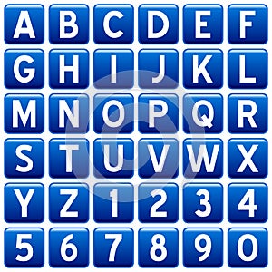 Blue Square Alphabet Buttons