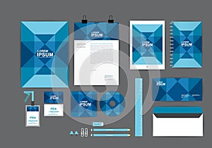 Blue and square corporate identity template for your business