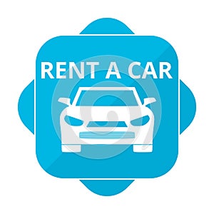 Blue square icon rent a car
