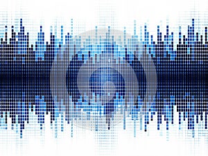 Blue Square Pixel Art Equalizer Wave Isolated