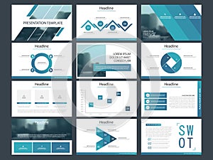 Blue square presentation templates, Infographic elements template