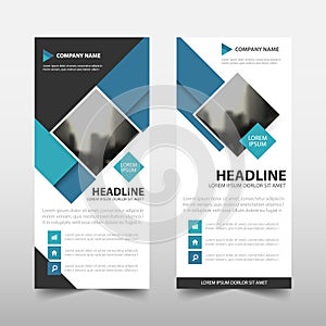 Blue square roll up business brochure flyer banner design , cover presentation abstract geometric background,