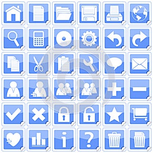 Blue Square Stickers Icons [1]