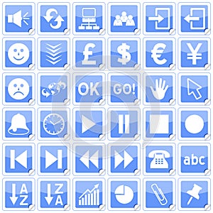 Blue Square Stickers Icons [3]