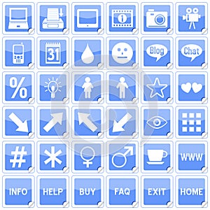 Blue Square Stickers Icons [4]