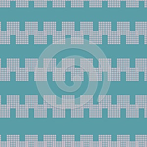 Blue squares zig zag seamless vector pattern on teal