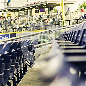 Blue Stadium Seats at a Baseball Game
