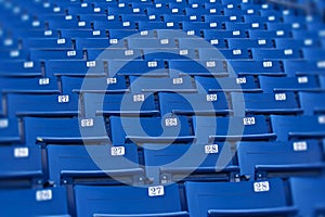 Blue stadium seats (selective focus)