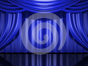 Blue stage drapes