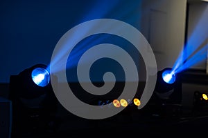 Blue stage spotlights, concert lights