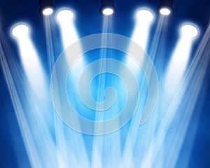 Blue stage spotlights
