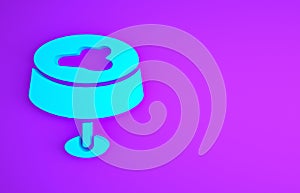 Blue Stain on the tablecloth icon isolated on purple background. Minimalism concept. 3d illustration 3D render