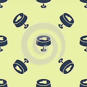 Blue Stain on the tablecloth icon isolated seamless pattern on yellow background. Vector