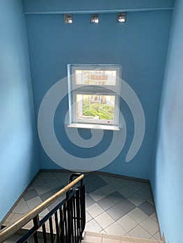 Blue staircase at home