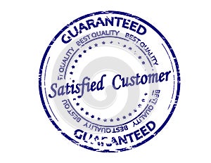 Blue stamp with text Satisfied customer