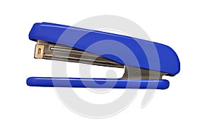Blue stapler close-up on a white background