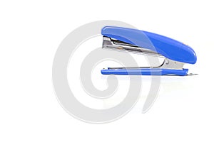 Blue stapler on white background