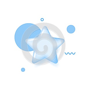 Blue star. Customer rating feedback, rang, rating, achievements and decor concept. 3d vector icon. Cartoon minimal style