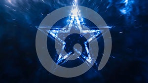 A blue star on a dark blue background