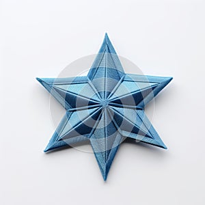 Blue Star Origami Twill Folded Metal Embroidery In Light Teal And Maroon