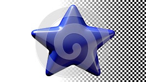 Blue star shape icon five points, rating favorite quality symbol png transparent image Generative AI photo