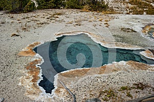 Blue Star Spring with azure water in Yellowstone