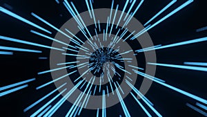Blue star trails or starlights, wide angle 3d animation using as science fiction background