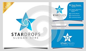 Blue Star Water Drops colorful Logo Design Vector Illustration Template. modern logo design business card